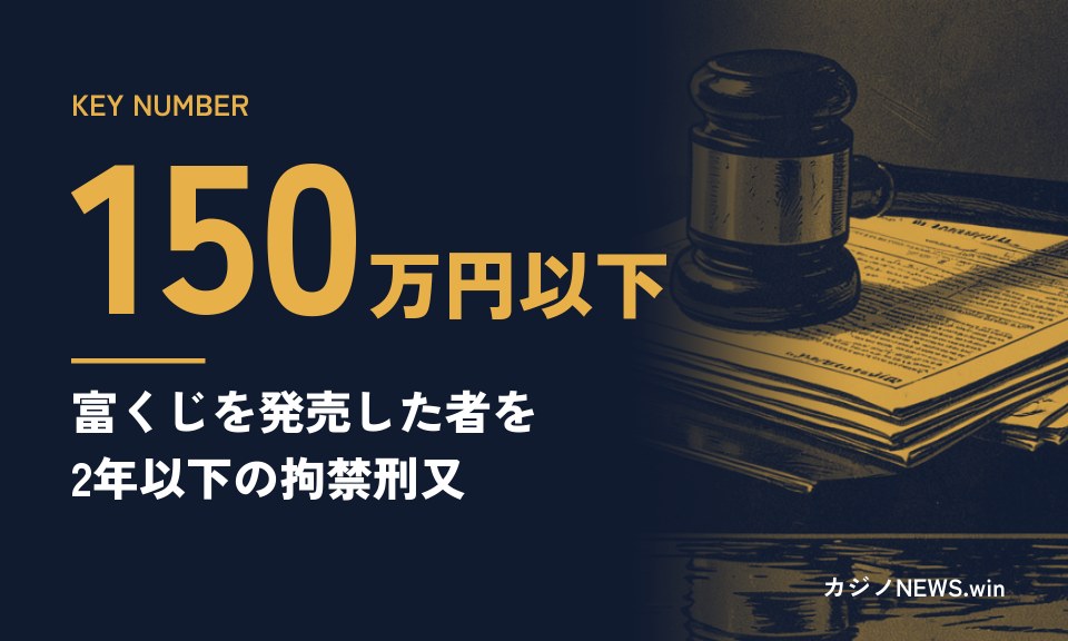 KEY NUMBER。150万円以下。富くじを発売した者を2年以下の拘禁刑又